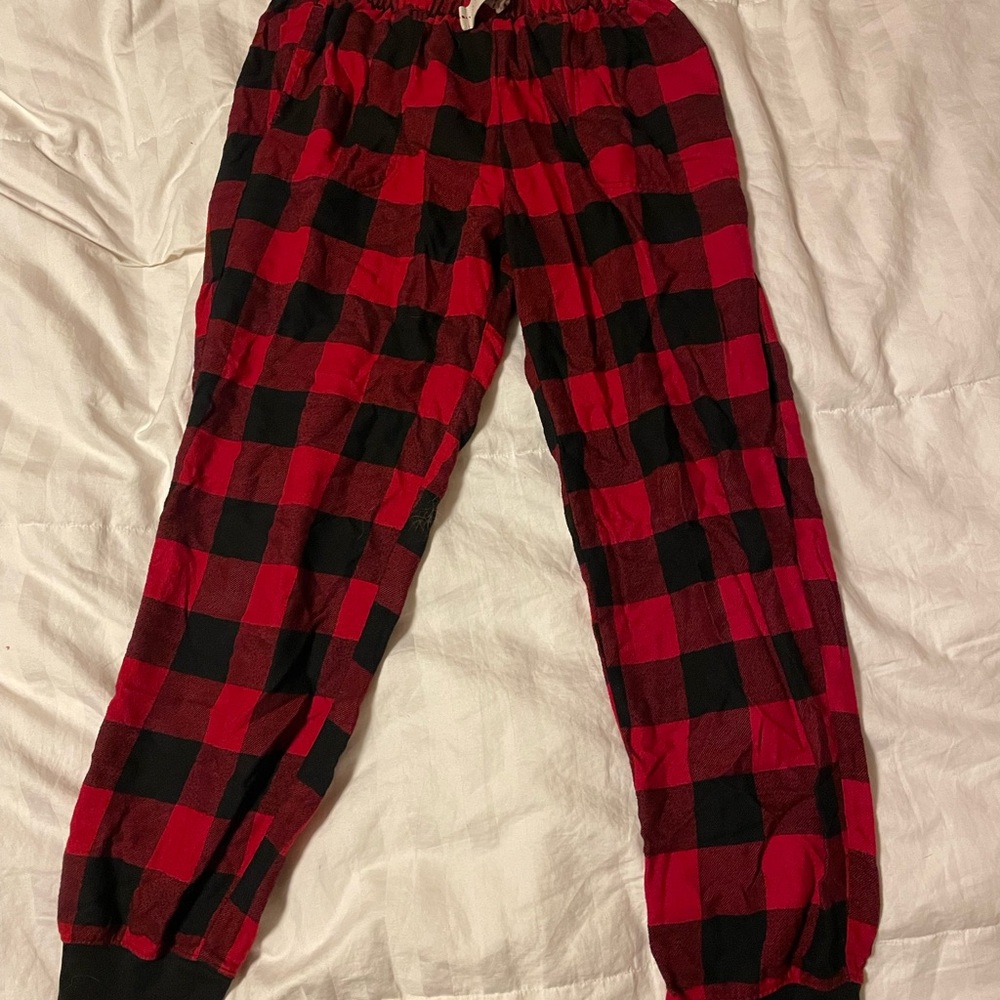 Hollister Red and Black Plaid Pajama Bottoms
